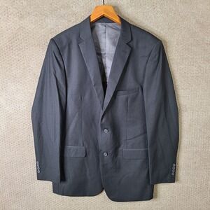 Alain Dupetit Jacket Mens 44L Gray Blazer Tetron Blend 2 Button Suit Coat